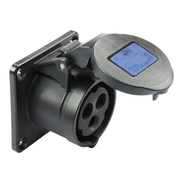 Picture of Midnight Black CEE Flanged Socket 16A 3P IP44/54