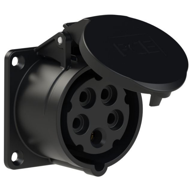 Picture of Midnight Black CEE Flanged Socket 16A 5P IP44/54