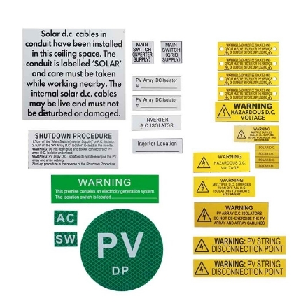 Show details for PV Warning Labels Grid Connect Kit