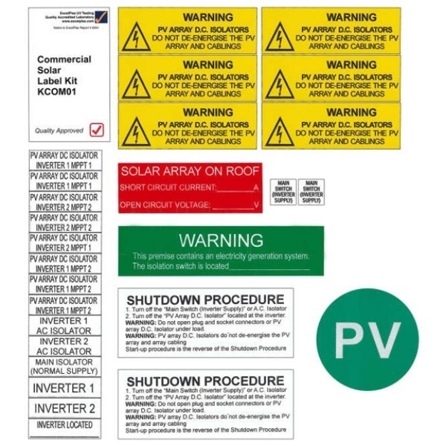 Picture of PV Warning Labels Commercial Kit
