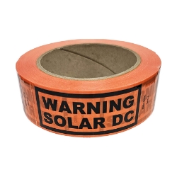 Show details for Warning Solar DC Perforated Sticker Roll 38mm x 100mm x 50m